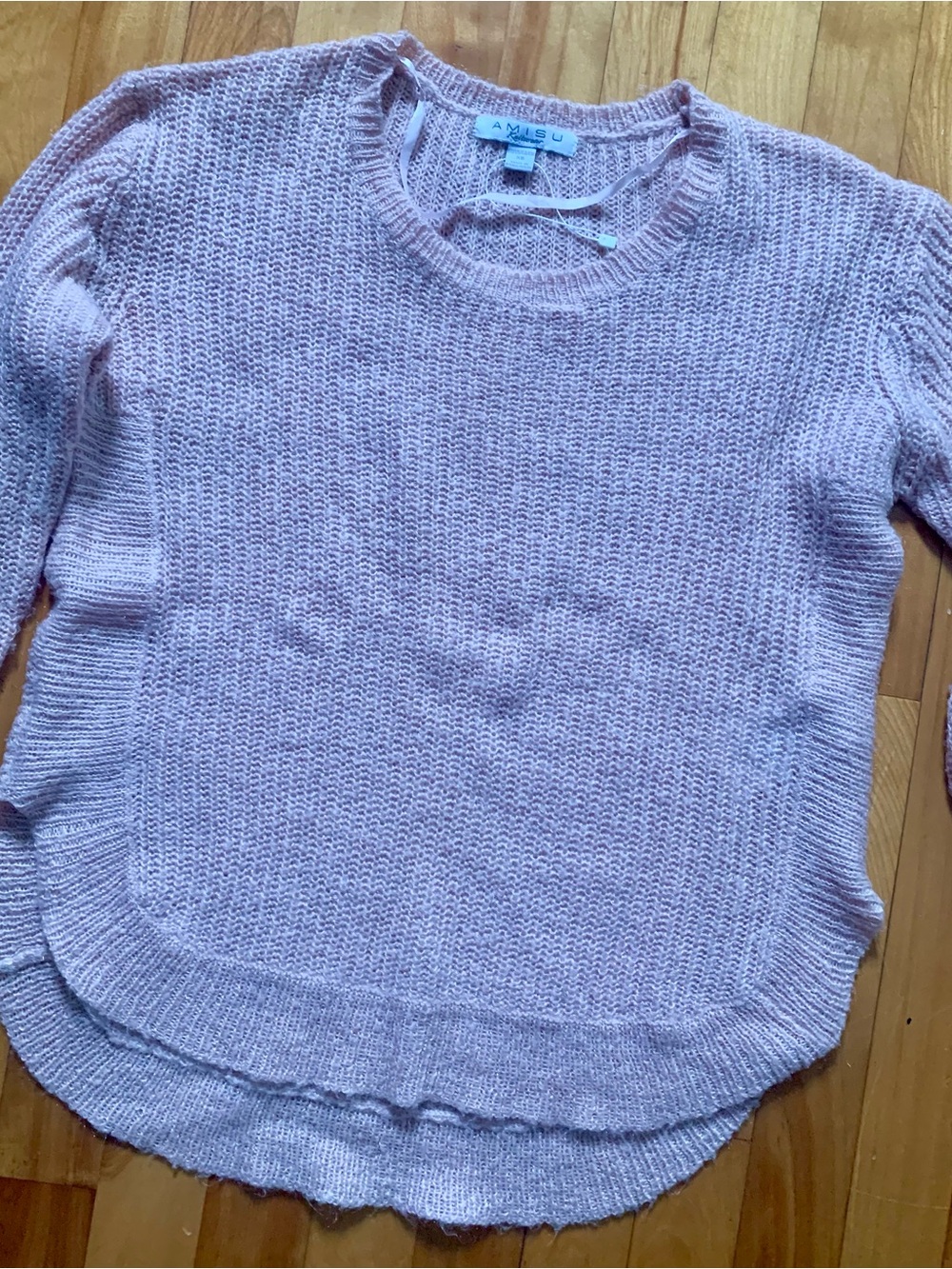 Amisu Light Soft Pink Crewneck Knit Sweater